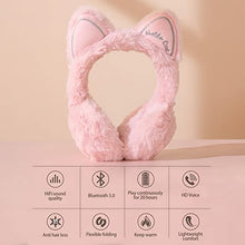 Load image into Gallery viewer, MatureGirl Cute Cat Ear Bluetooth Gaming Headset, Winter Warm Wireless Stereo Gaming Headphones Head-Mounted Ear Cups Earphones Computer Game Over Ear Headphones for Kids Adult (Pink)