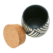 Load image into Gallery viewer, Creative Co-Op Debossed Stoneware Pattern & Cork Lid, Black Canister