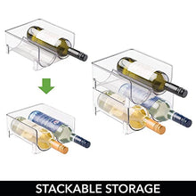 Load image into Gallery viewer, mDesign Plastic Free-Standing Wine Rack Storage Organizer for Kitchen Countertops, Table Top, Pantry, Fridge - Holds Wine, Beer, Pop/Soda, Water Bottles - Stackable, 2 Bottles - Clear