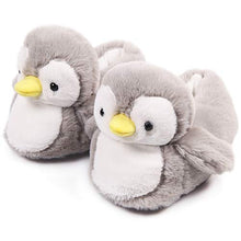 Load image into Gallery viewer, Womens Cute Penguin Animal Slippers Novelty Cozy Fuzzy Slippers Soft Plush Winter Warm House Shoes Grey