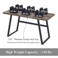 Load image into Gallery viewer, BON AUGURE Rustic Wood Computer Desk, Industrial PC Writing Desk, Vintage Study Table for Home Office Workstation (55 inch, Grey Oak)