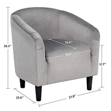 Load image into Gallery viewer, YAHEETECH Velvet Arm Chair Home Modern Club Chair Accent Chair Upholstered Barrel Chair Gray