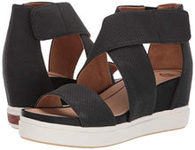Load image into Gallery viewer, Dr. Scholl's Shoes Women's Sheena Wedge Sandal, Black Smooth Perforated, 6 M US