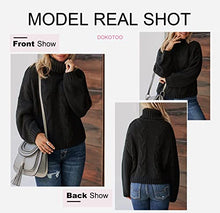 Load image into Gallery viewer, Dokotoo Womens Turtleneck Sweater High Neck Batwing Long Sleeve Ribbed Cozy Oversized Pullovers Sweaters Casual Winter Knitted Outerwear Jumpers Green Small