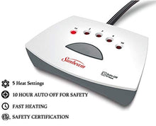 Load image into Gallery viewer, Sunbeam Year Round Heated Fitted Mattress Pad with 5 Heat Settings Full Size Auto Shut Off 5 Heat Settings