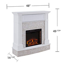Load image into Gallery viewer, SEI Furniture Jacksdale Faux Stone Accent Electric Hidden Media Shelf Fireplace, White