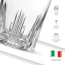 Load image into Gallery viewer, Paksh Novelty 7-Piece Italian Crafted Glass Decanter & Whisky Glasses Set, Elegant Whiskey Decanter with Ornate Stopper and 6 Exquisite Cocktail Glasses
