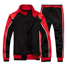 Load image into Gallery viewer, Men's Tracksuit Set 2 Piece Athletic Sports Casual Full Zip Active Wear Sweatsuit Black Small