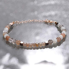 Load image into Gallery viewer, NirvanaIN Chocolate Moonstone Bracelet with Hematite Gemstone, Multi Stone Bracelet, Brown Beads Bracelet, Brown moonstone bracelet, gift for her
