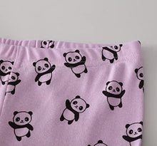 Load image into Gallery viewer, Pajamas for Girls Cute Purple Pandas Sleepwear Little & Big Kids Short Sleeve Loungewear PJ Clothes 3PCS Set Size 7