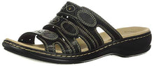 Load image into Gallery viewer, Clarks Women's Leisa Cacti Slide Sandal, Black Leather, 9 M US