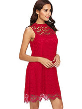 Load image into Gallery viewer, Romwe Women's Lace Sleeveless A Line Elegant Cocktail Evening Party Dress Red XS