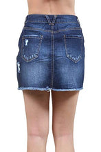 Load image into Gallery viewer, Urban Look Women's Distressed Denim Mini Skirts (Small, A Dark Wash)