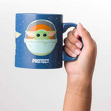 Load image into Gallery viewer, Silver Buffalo Star Wars The Mandalorian Protect Attack Snack Ceramic Coffee Mug, 20-Ounces