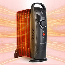 Load image into Gallery viewer, Oil Filled Radiator Heater Electric – 700W Portable Space Heater with Thermostat,Super Quiet Oil Heater,Overheat Protection for Home, Office, Automatic Radiator Heater