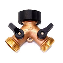 Load image into Gallery viewer, 2wayz Brass 2 Way Hose Splitter. Super Heavy Duty Connector Will Keep You Dry as a Bone & Get The Job Done! Rubber Shut Off Valves Included, Fits ¾” Hoses. A Metal Tap Diverter That Will Never Leak!