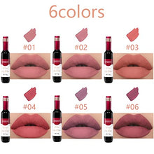 Load image into Gallery viewer, DAGEDA 6Pcs Wine Lip Tint, Matte Lipstick Lip Stain Set Long Lasting Waterproof Lip Stain Set, 6 Colors Velvety Liquid Wine Bottle Lip Gloss, Non-stick Cup Lip Makeup Gift Kit for Girls Women(B Set