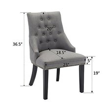 Load image into Gallery viewer, LSSBOUGHT Set of 2 Fabric Dining Chairs Leisure Padded Chairs with Black Solid Wooden Legs,Nailed Trim,Gray