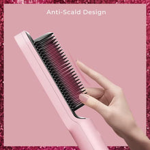 Load image into Gallery viewer, TYMO Ring Pink Hair Straightener Brush – Hair Straightening Iron with Built-in Comb, 20s Fast Heating & 5 Temp Settings & Anti-Scald, Perfect for Professional Salon at Home