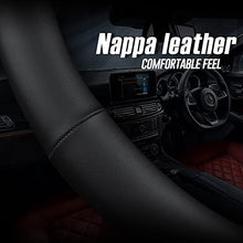 Load image into Gallery viewer, Nappa Premium Leather car Steering Wheel Cover, Non-Slip, Breathable, Universal 15 inches, Black