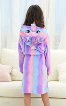 Load image into Gallery viewer, Doctor Unicorn Soft Unicorn Hooded Bathrobe Sleepwear Matching Doll & Girls (Bright Purple, 4-5T)