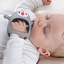 Load image into Gallery viewer, Smily Mia Penguin Buddy Never Drop Silicone Baby Teething Toy for 0-6month Infants, Baby Chew Toys for Sucking Needs, Hand Pacifier for Breast Feeding Babies, Car Seat Toy for New Born, Grey