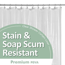 Load image into Gallery viewer, Barossa Design Plastic Shower Liner Clear - Premium PEVA Shower Curtain Liner with Rustproof Grommets and 3 Magnets, Waterproof Cute Lightweight Standard Size Shower Curtains for Bathroom - Clear