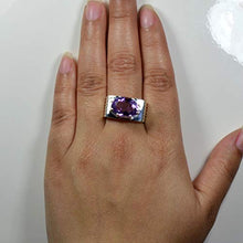 Load image into Gallery viewer, 55Carat Natural Men's Amethyst Rings Bold Band in Silver Oval Shape Feburary Birthstone Jewelry Size 4-13
