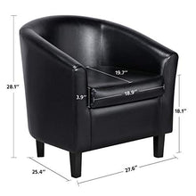 Load image into Gallery viewer, YAHEETECH Accent Chairs Set of 2 Faux Leather Barrel Chair Side Chairs Club Chair for Bedroom Living Reading Room, Black