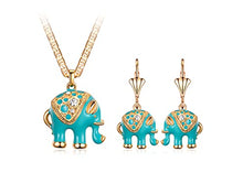 Load image into Gallery viewer, Barzel 18K Gold Plated Elephant Necklace & Earrings Set - Made In Brazil (18 Inches, Turquoise)