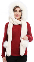 Load image into Gallery viewer, Soft Winter Warm Hooded Scarf Headscarf Neckwarmer Hoodie Hat,White