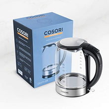 Load image into Gallery viewer, COSORI Glass Boiler Hot Water & Tea Heater with LED Indicator Light 100% Stainless Steel Inner Lid & Bottom, Auto Shut-Off & Boil-Dry Protection, 1.7L, Black