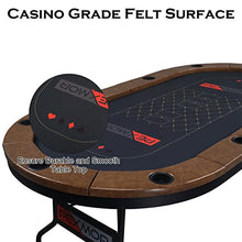 Load image into Gallery viewer, PEXMOR Foldable 10 Player Poker Table, Folding Blackjack Casino Card Game Table with Stainless Steel Cup Holders & Padded Rails, Portable Texas Holdem Poker Table
