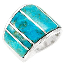 Load image into Gallery viewer, Wide Statement Ring in Sterling Silver Ring with Genuine Turquoise (SELECT color) (Turquoise, 7)