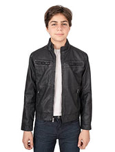 Load image into Gallery viewer, X RAY Kids Leather Jacket | Boys Leather Jacket | Boys Leather Jacket With Hood | Youth Leather Jacket , Black, Small