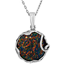 Load image into Gallery viewer, 925 Sterling Silver Black Fire Opal Vintage Style Large Pendant; Libra October Birthstone; Dainty Black Stone Pendant; Handmade Antique Style Black Opal Necklace For Classy Women