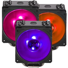 Load image into Gallery viewer, Cooler Master Hyper 212 Black Edition RGB CPU Air Cooler, SF120R RGB Fan, Anodized Gun-Metal Black, Brushed Nickel Fins, 4 Copper Direct Contact Heat Pipes for AMD Ryzen/Intel LGA1151
