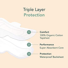 Load image into Gallery viewer, Rael Organic Cotton Cover Pads - Heavy Absorbency, Unscented, Ultra Thin Pads with Wings for Women (Overnight, 40 Count)