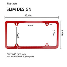 Load image into Gallery viewer, LivTee 4 Holes Stainless Steel License Plate Frames, 2 PCS Car Licence Plate Covers Slim Design with Bolts Washer Caps for US Vehicles, Red