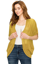 Load image into Gallery viewer, LL WSK1528 Womens Short Sleeve Open-Front Batwing Cardigan - Made in USA XL Mustard