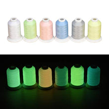Load image into Gallery viewer, Simthread Glow in The Dark Embroidery Machine Thread (6 Colors 550 Yards)