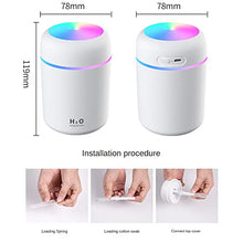 Load image into Gallery viewer, Colorful Cool Mini Cute Humidifier USB 300ml Portable with 7 Colors 2 Fog Mode Ultra Quiet Suitable for Home Car Bedroom Office and Travel (gray)