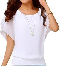 Load image into Gallery viewer, VIISHOW Women's Loose Casual Short Sleeve Chiffon Top T-Shirt Blouse Light Blue XL