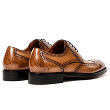 Load image into Gallery viewer, Men’s Dress Shoes Oxford Derby Formal Shoes Retro Fetal Cowhide Genuine Leather Men's Wedding Shoe Brown