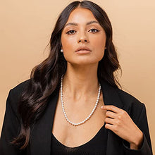 Load image into Gallery viewer, PAVOI Sterling Silver Round White Simulated Shell Pearl Necklace Strand | Pearl Choker Necklace | Jewelry for Women - 22" Length (6mm)