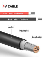 Load image into Gallery viewer, BougeRV 10 Feet 10AWG Solar Extension Cable with Female and Male Connector with Extra Free Pair of Connectors Solar Panel Adaptor Kit Tool (10FT Red + 10FT Black)