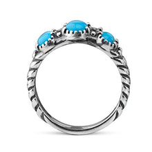 Load image into Gallery viewer, American West Sterling Silver Sleeping Beauty Turquoise Gemstone 3-Stone Friendship Ring Size 5