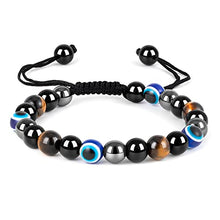 Load image into Gallery viewer, Triple Protection Crystal Bracelet,Energy Crystal Bracelet Tigers Eye Black Obsidian and Hematite Beads Bracelet for Men Women, Crystal Jewelry Stone Bracelets Bring Luck and Prosperity and Happiness
