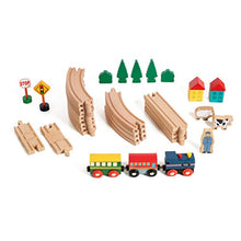 Load image into Gallery viewer, On Track USA Figure 8 Wooden Train Set, 35 Piece Deluxe Set- Comes in A Clear Container, Compatible with All Major Brands
