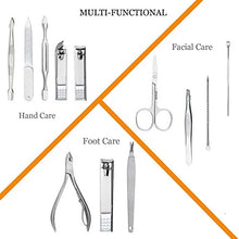 Load image into Gallery viewer, Manicure Set Professional Nail Clippers Kit Pedicure Care Tools- Stainless Steel Women Grooming Kit 12Pcs for Travel or Home (Gold)